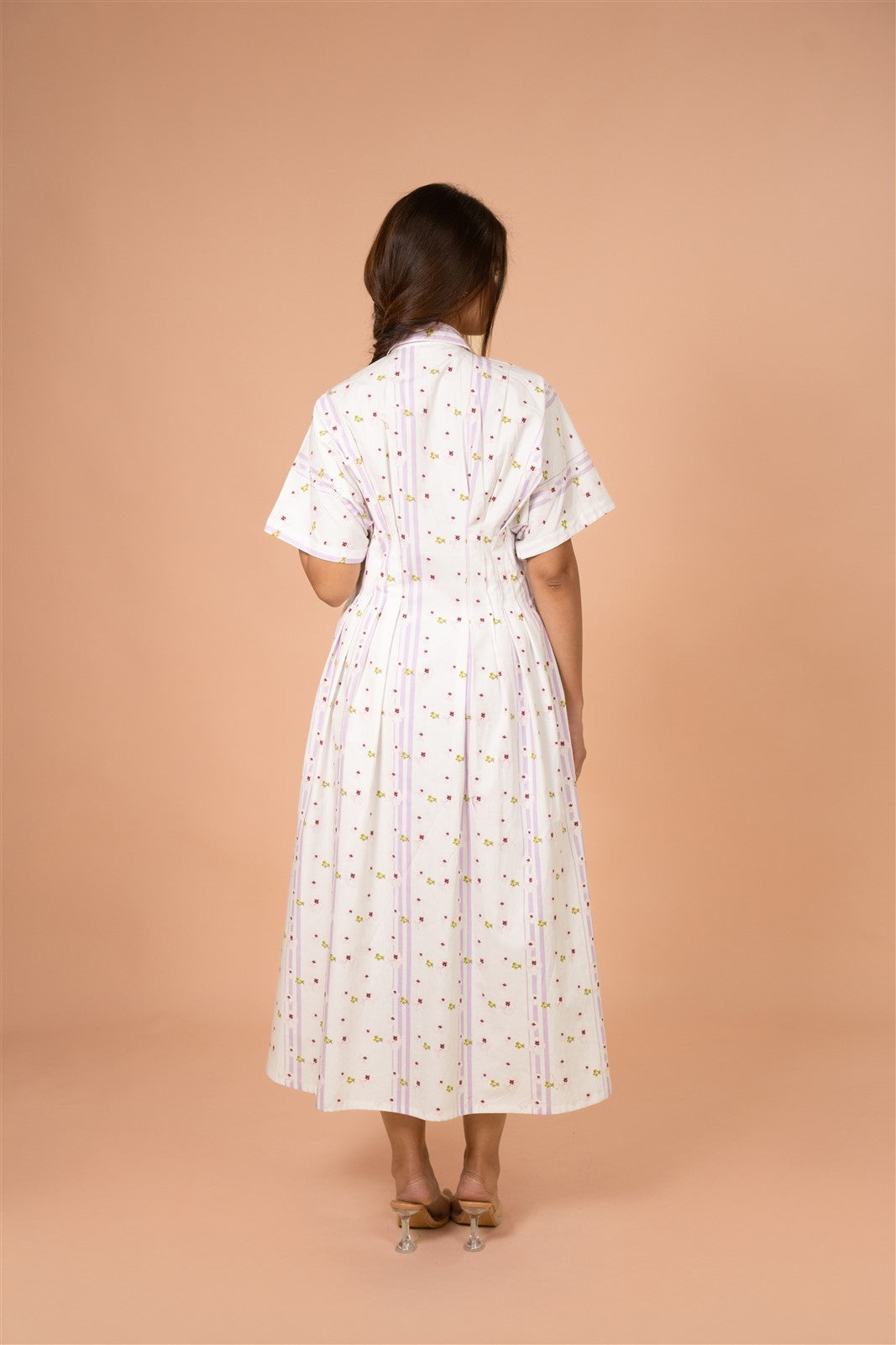 Petal Stripe Shirt Midi Dress