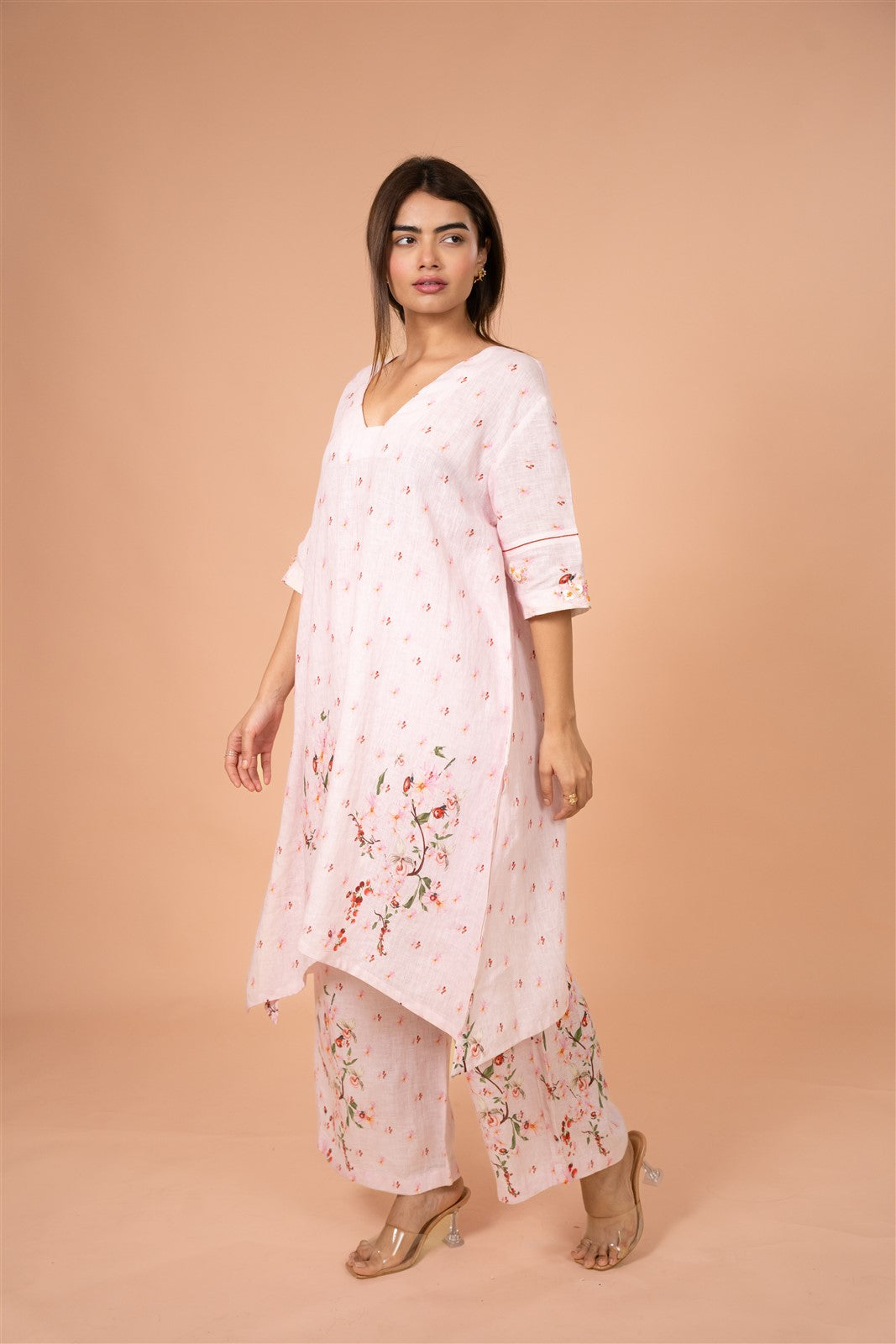 Blush Asymmetric Kurta Set