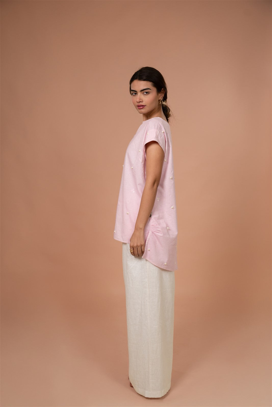 Blush Pearl Linen Tunic