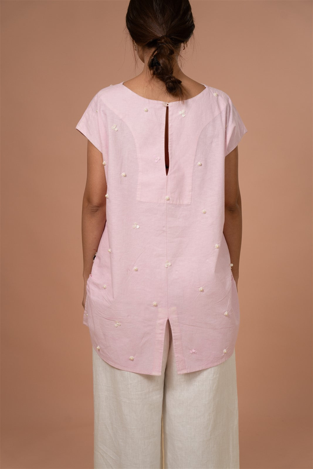 Blush Pearl Linen Tunic