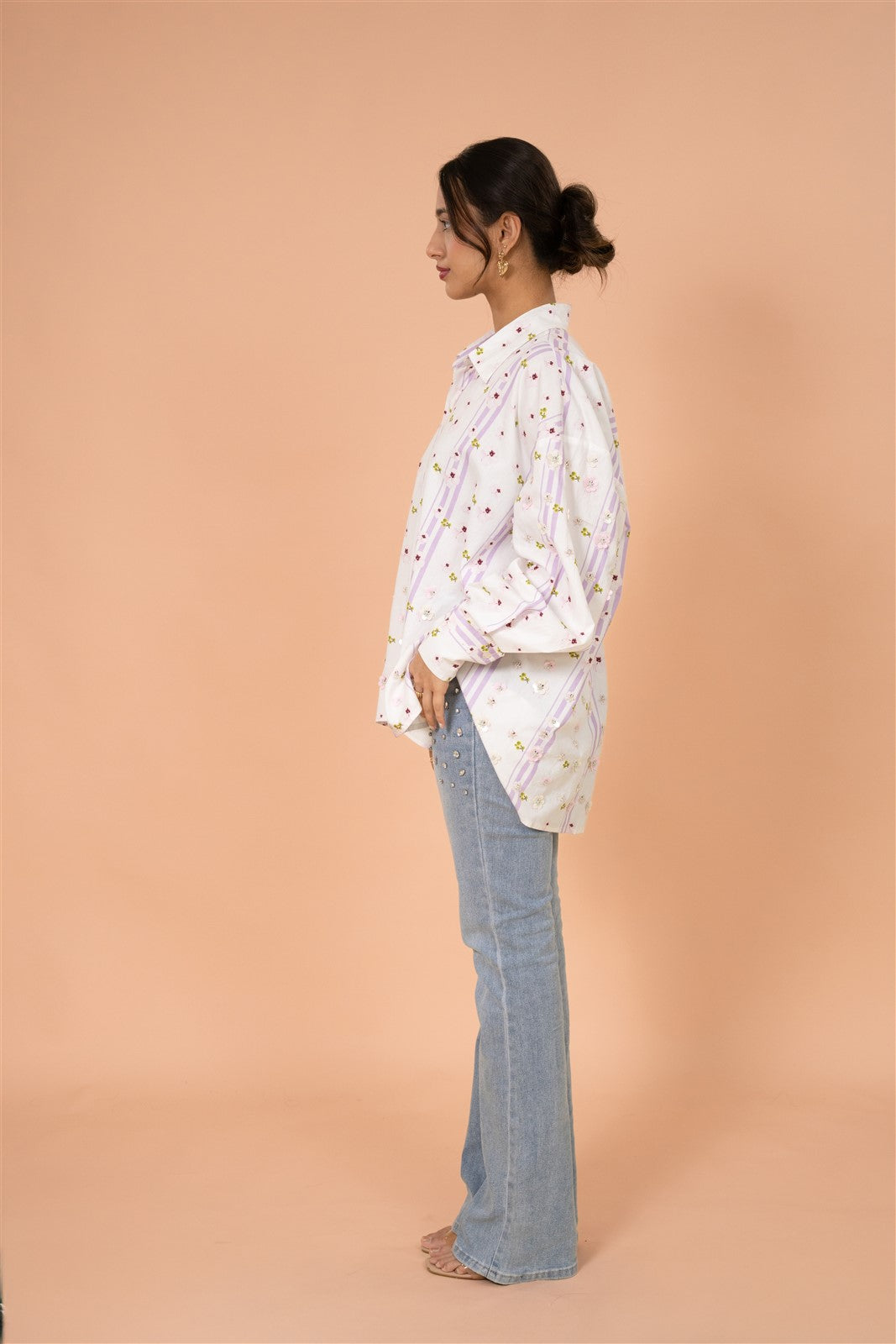 Blush Stripe Embellished Shirt
