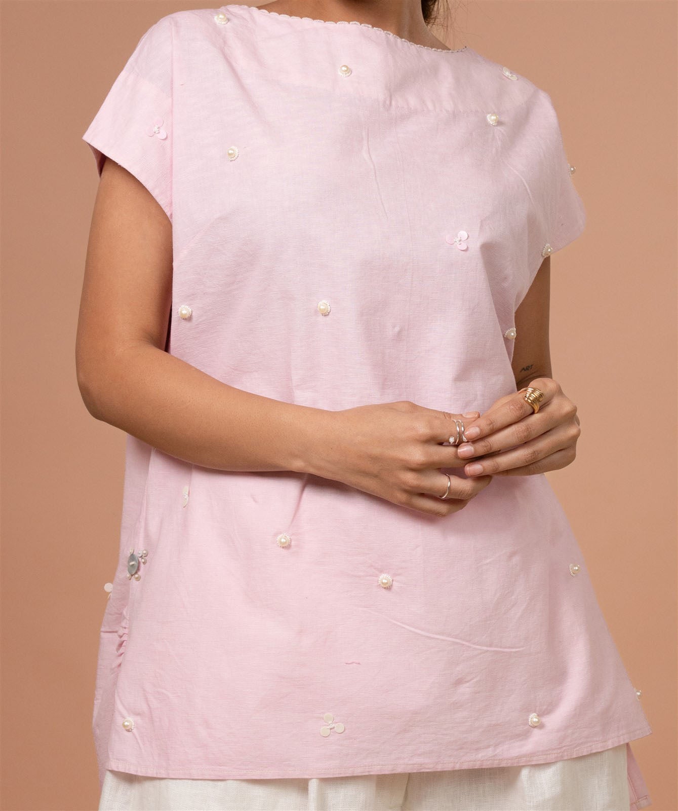 Blush Pearl Linen Tunic