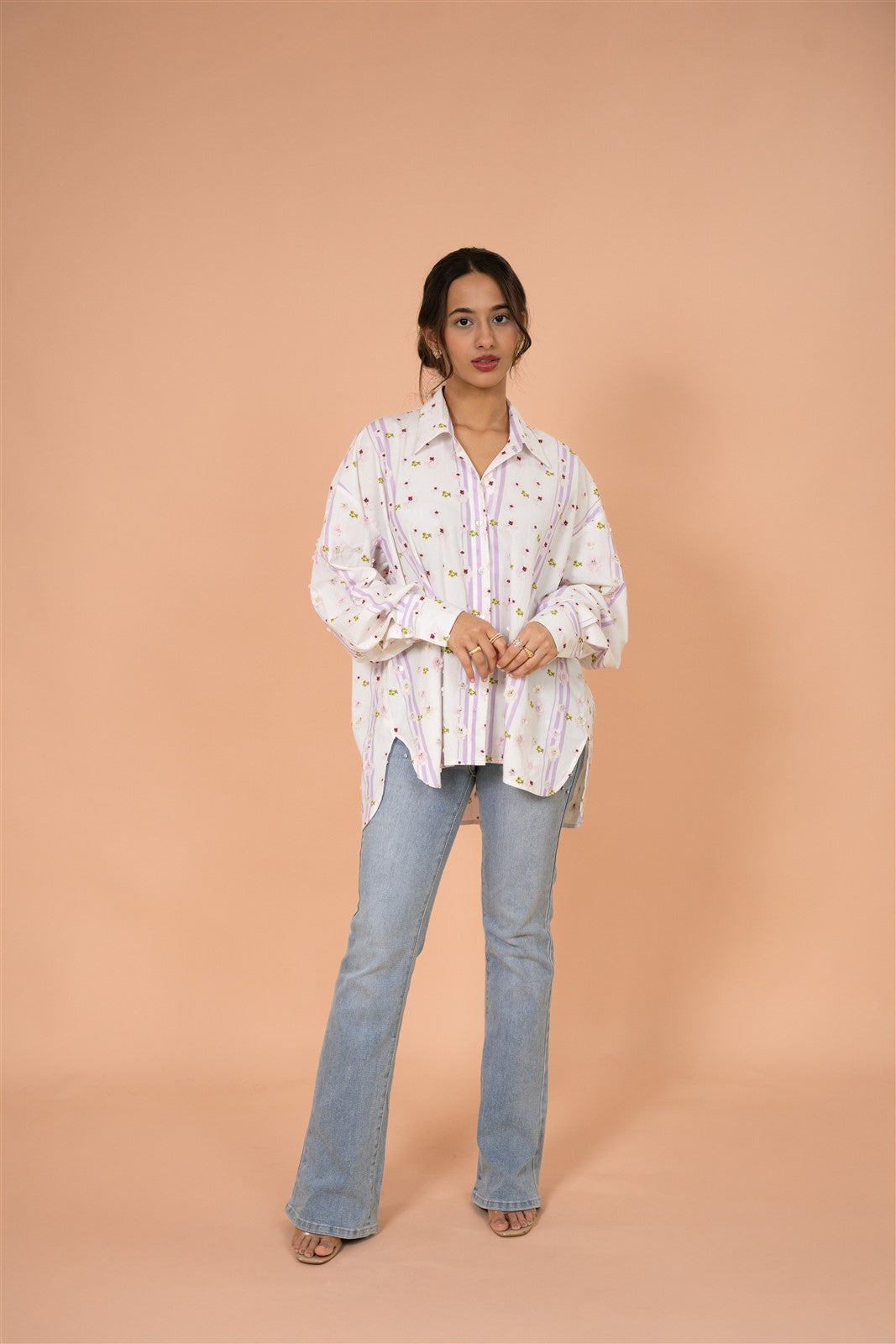 Blush Stripe Embellished Shirt