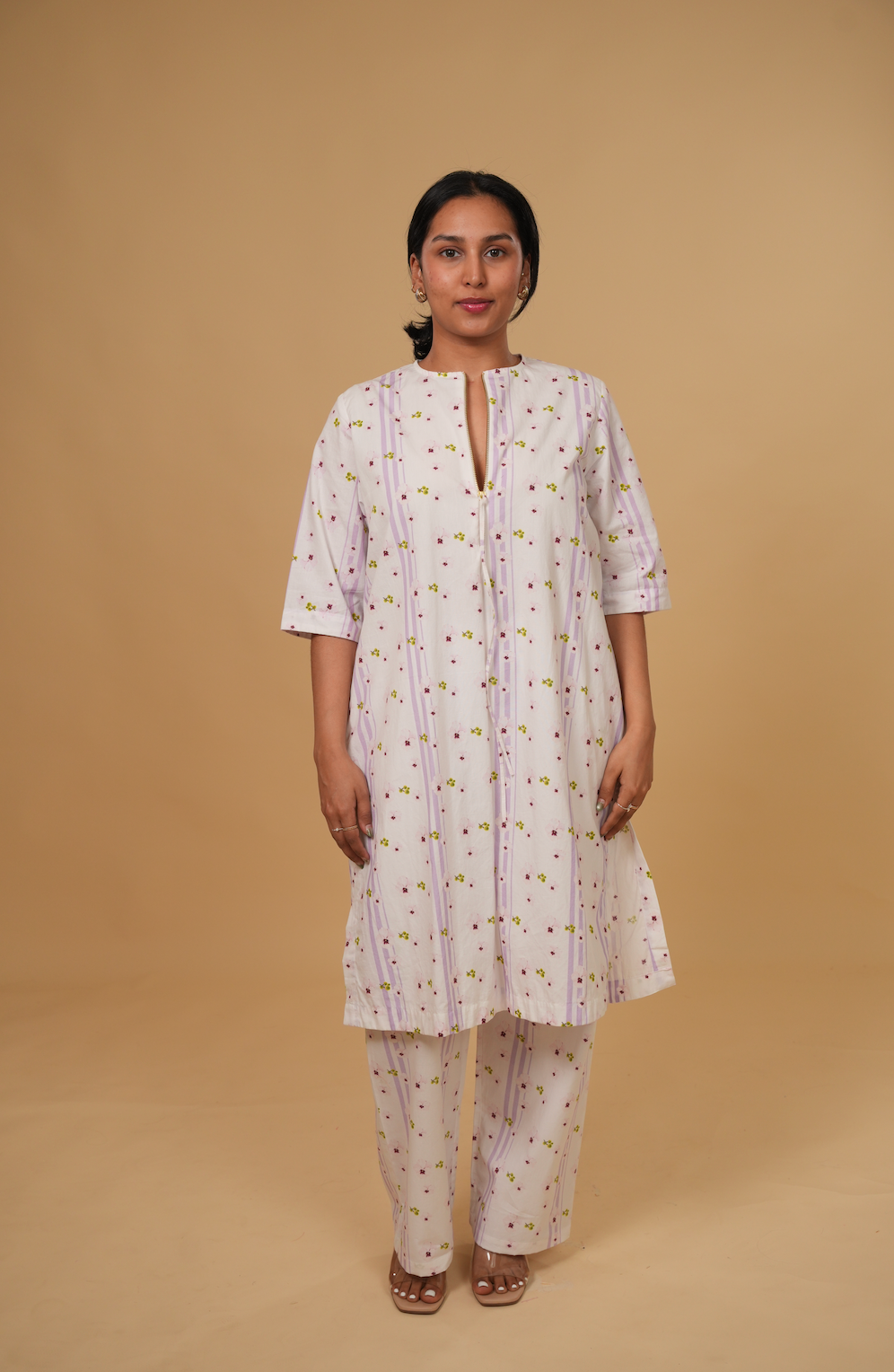 Ivory Stripe Straight Kurta