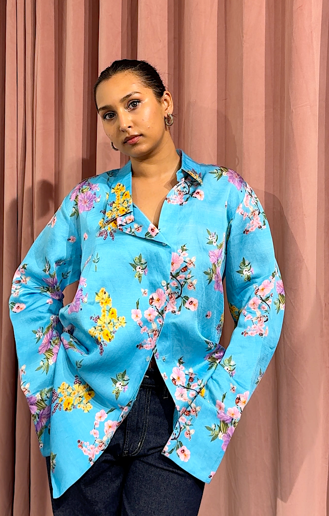 Linen Satin Bloom Shirt