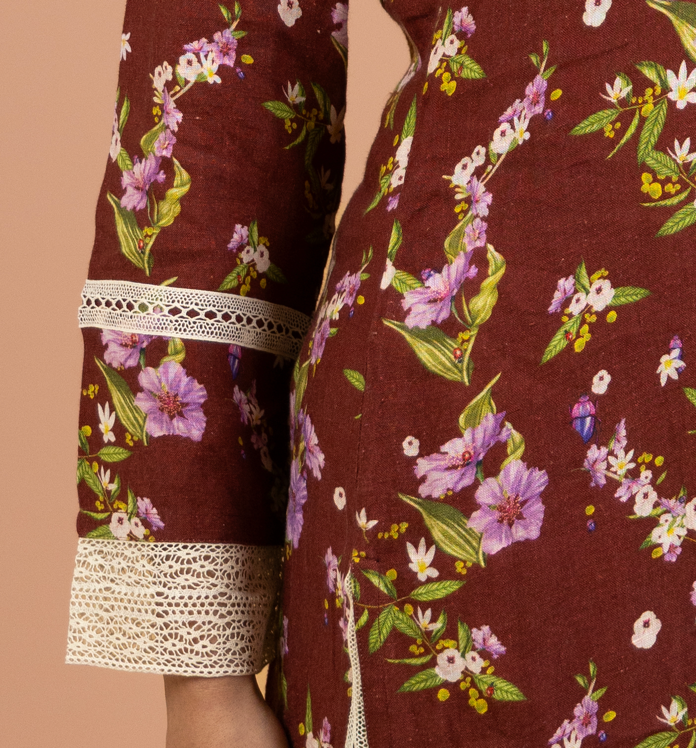Maroon Floral Kurta Set with Dupatta