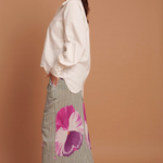 Pancy Smocked Elastic Pant & Scalloped White Shirt