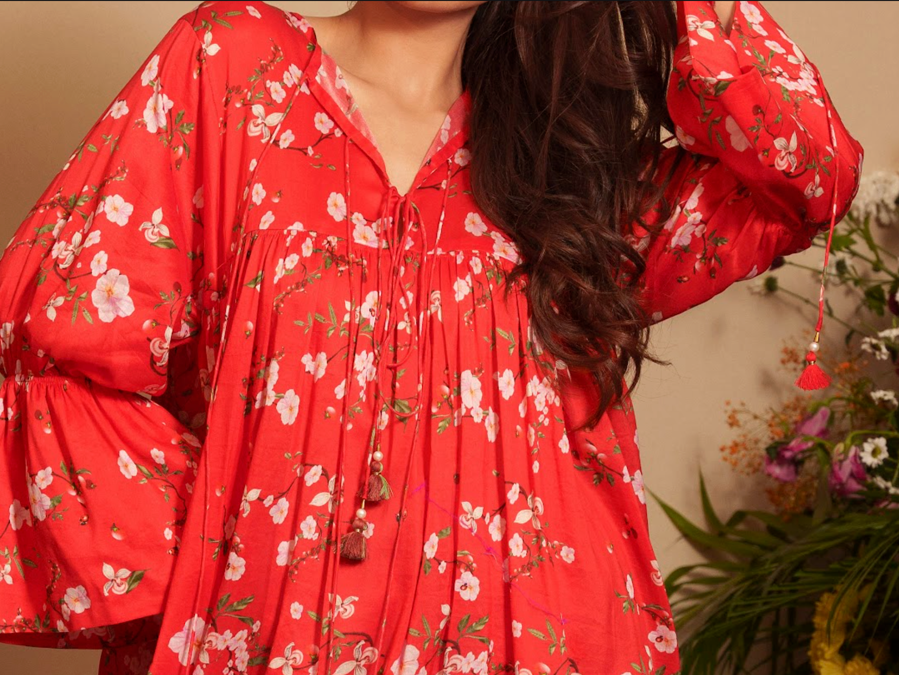 Cherry Blossom Flared Kurta Set