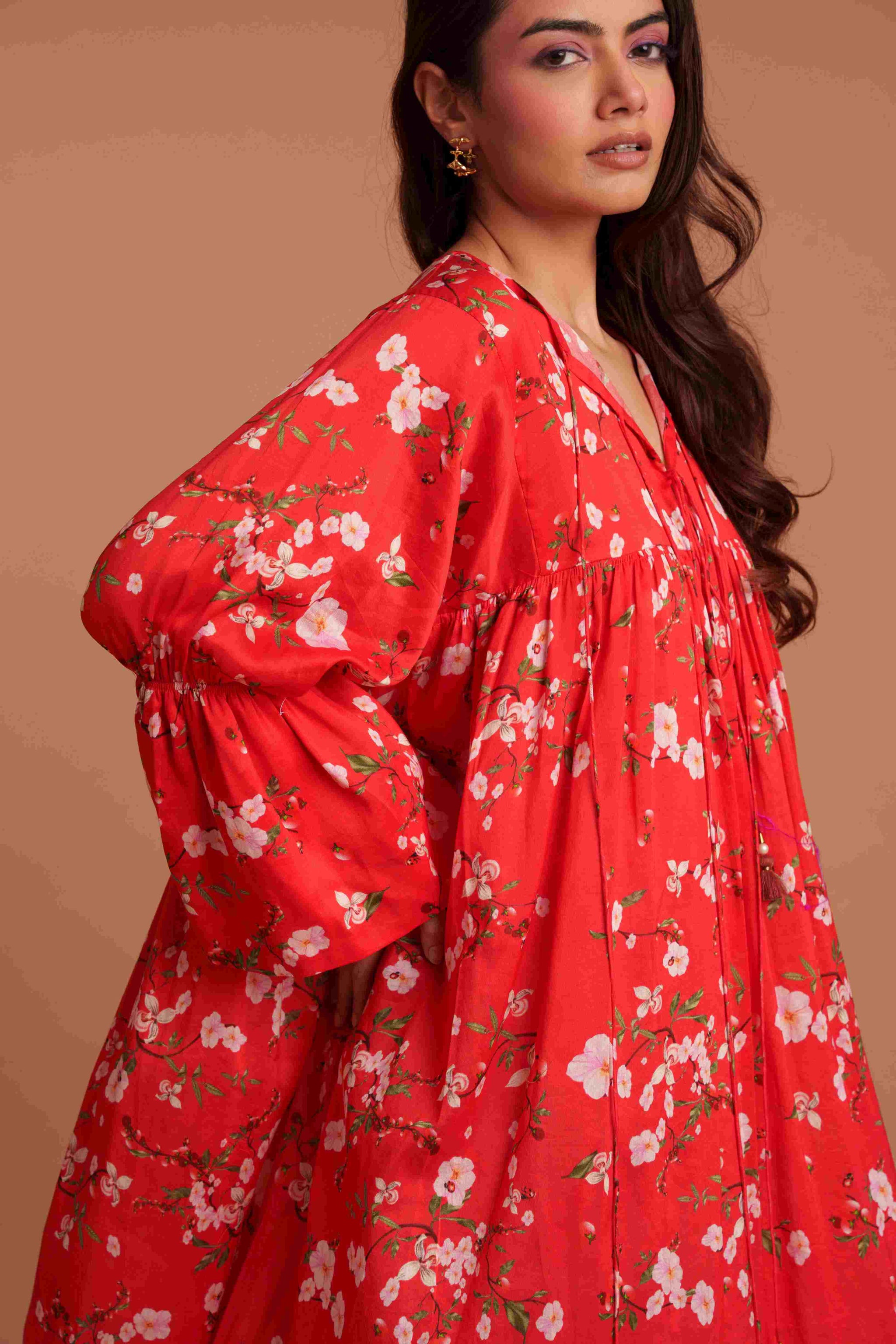 Cherry Blossom Flared Kurta Set